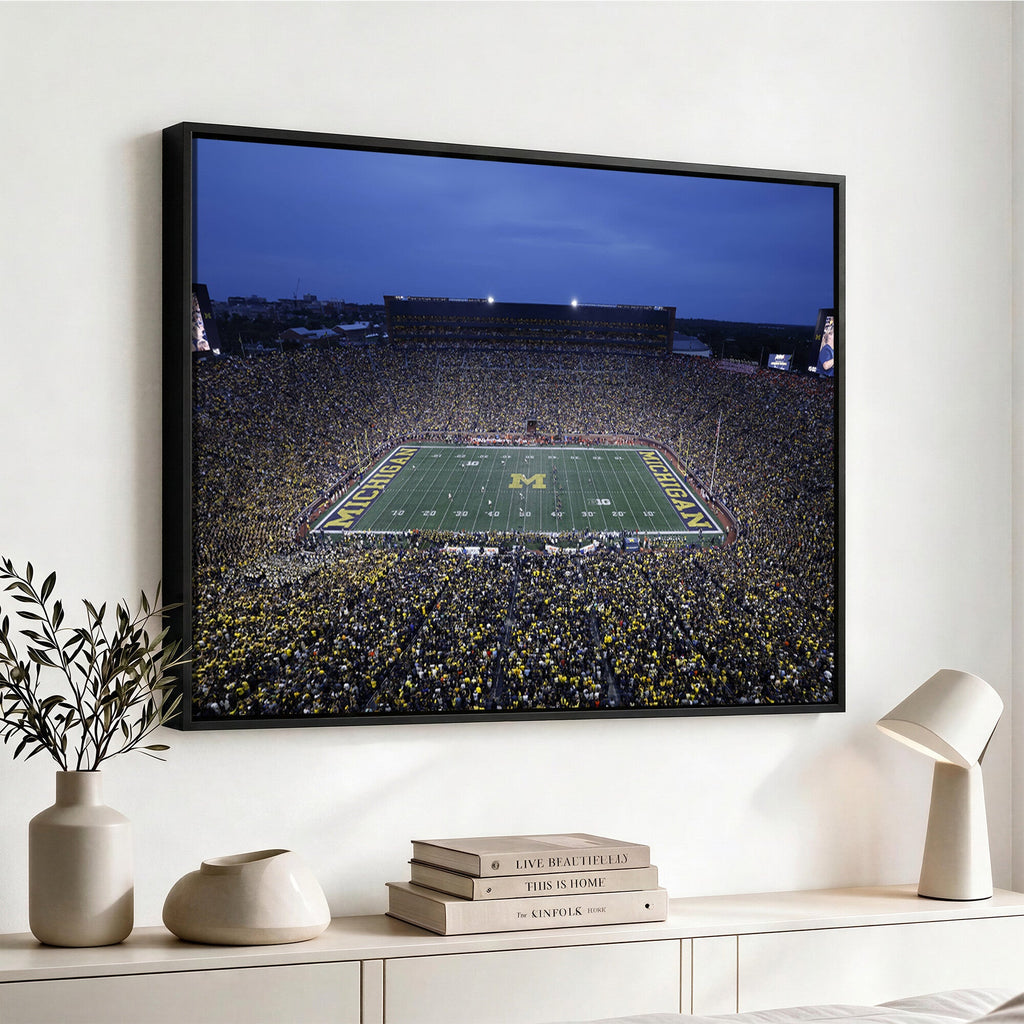 University of Michigan Wolverines Football Team Print, Ann Arbor, Home Bar Wall Decor
