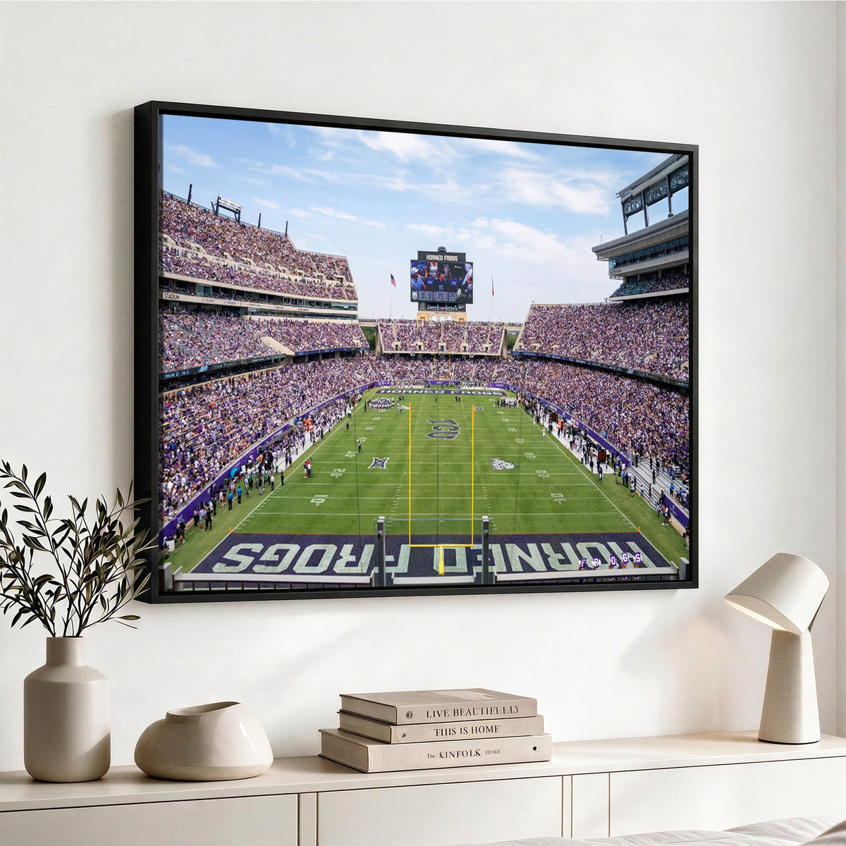 TCU Horned Frogs Football Team Print, Fort Worth Amon G. Carter Stadium, Framed and Ready to Hang
