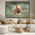 Heartwarming Fox and Baby Cub Wall Art | Canvas Print of Foxes in Nature