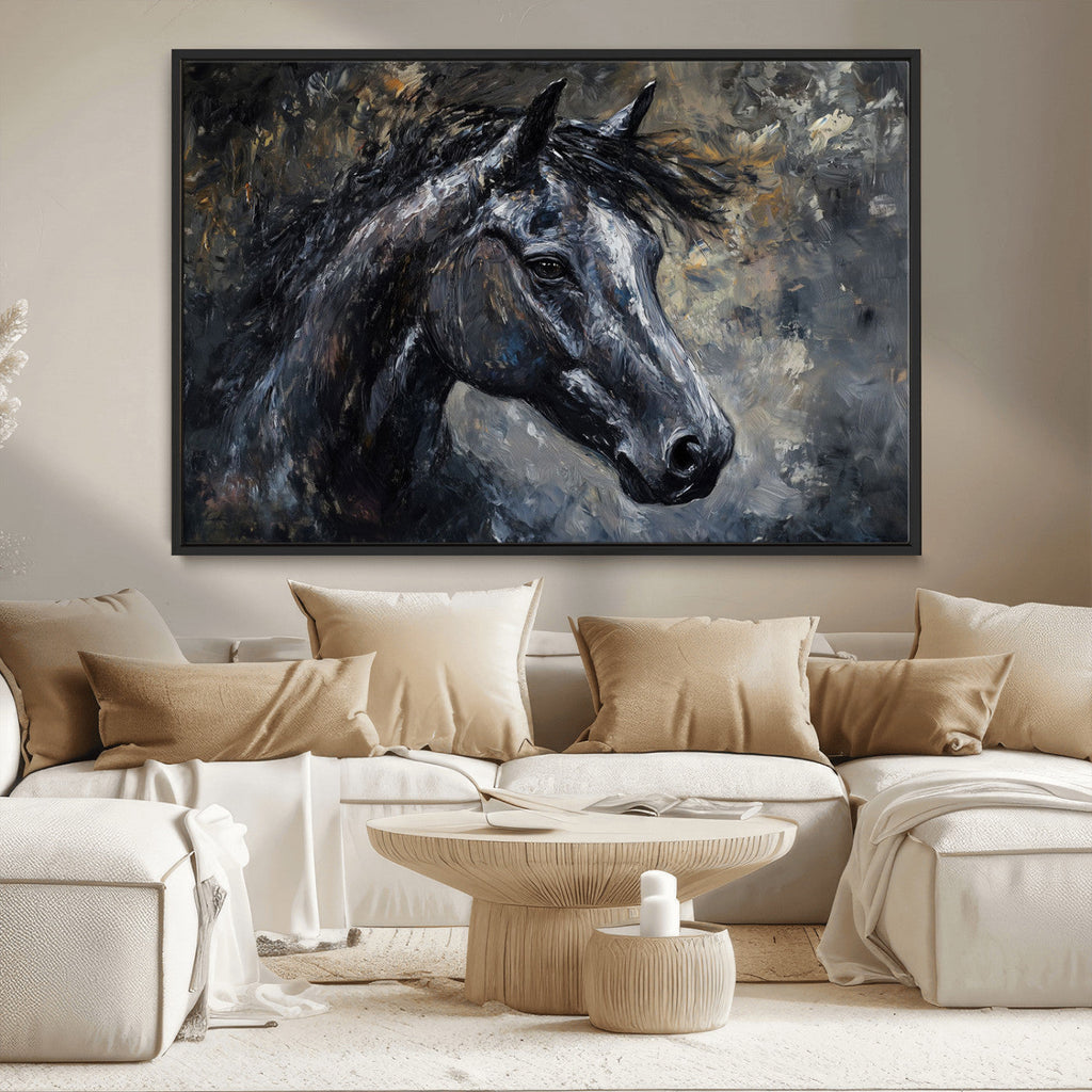 Large Abstract Horse Wall Art Canvas Print, Farmhouse Wall Art