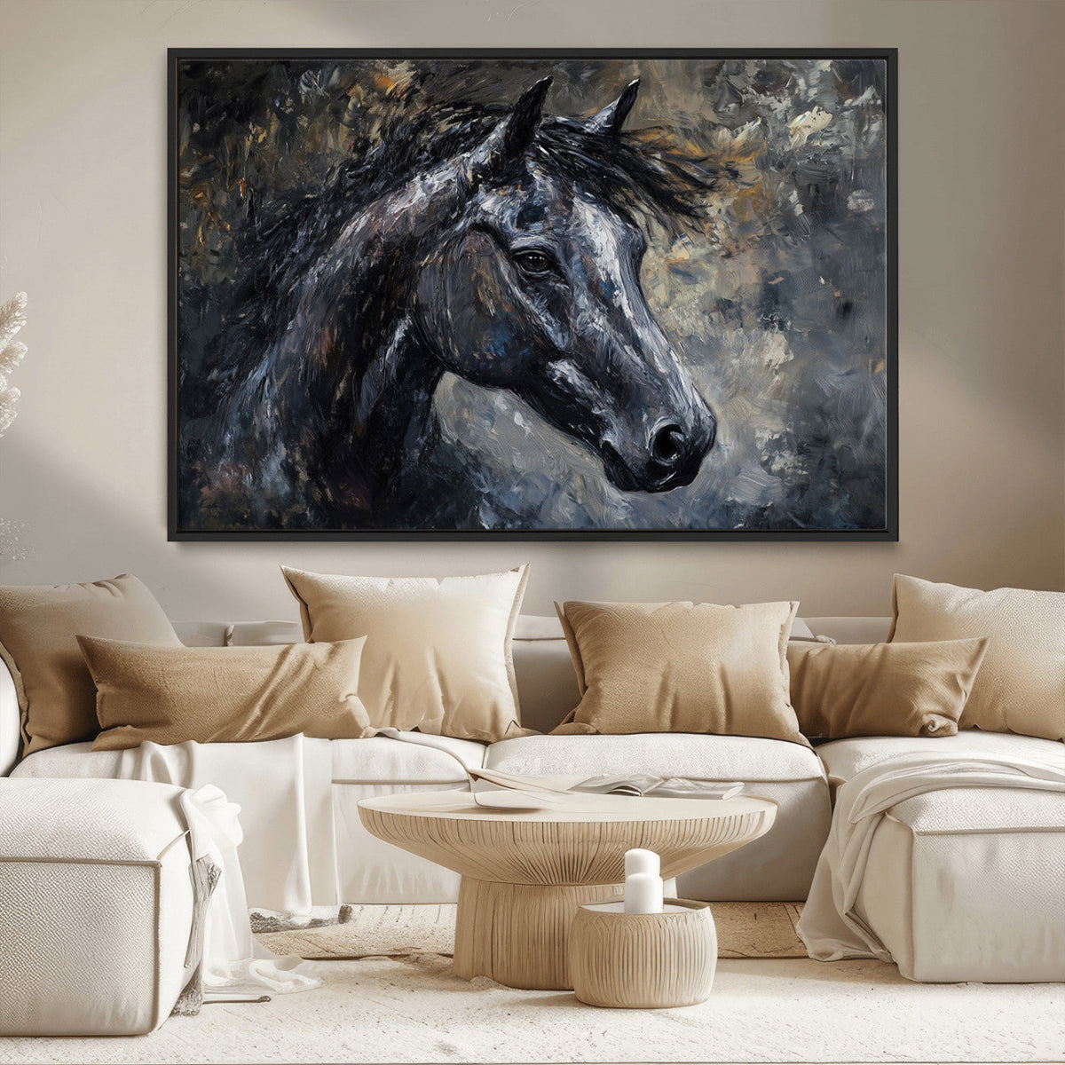 Large Abstract Horse Wall Art Canvas Print, Farmhouse Wall Art