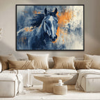 Abstract Blue Horse Wall Art Print Canvas | Western Horse Wall Art for Farmhouse Decor