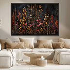 Large Floral Painting Print Illustration Flowers Canvas Wall Art