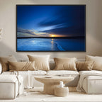 Blue Sunset Ocean Canvas Wall Art Print | Serene Coastal Horizon