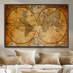 Vintage World Map Canvas Print | Antique Push Pin Travel Map