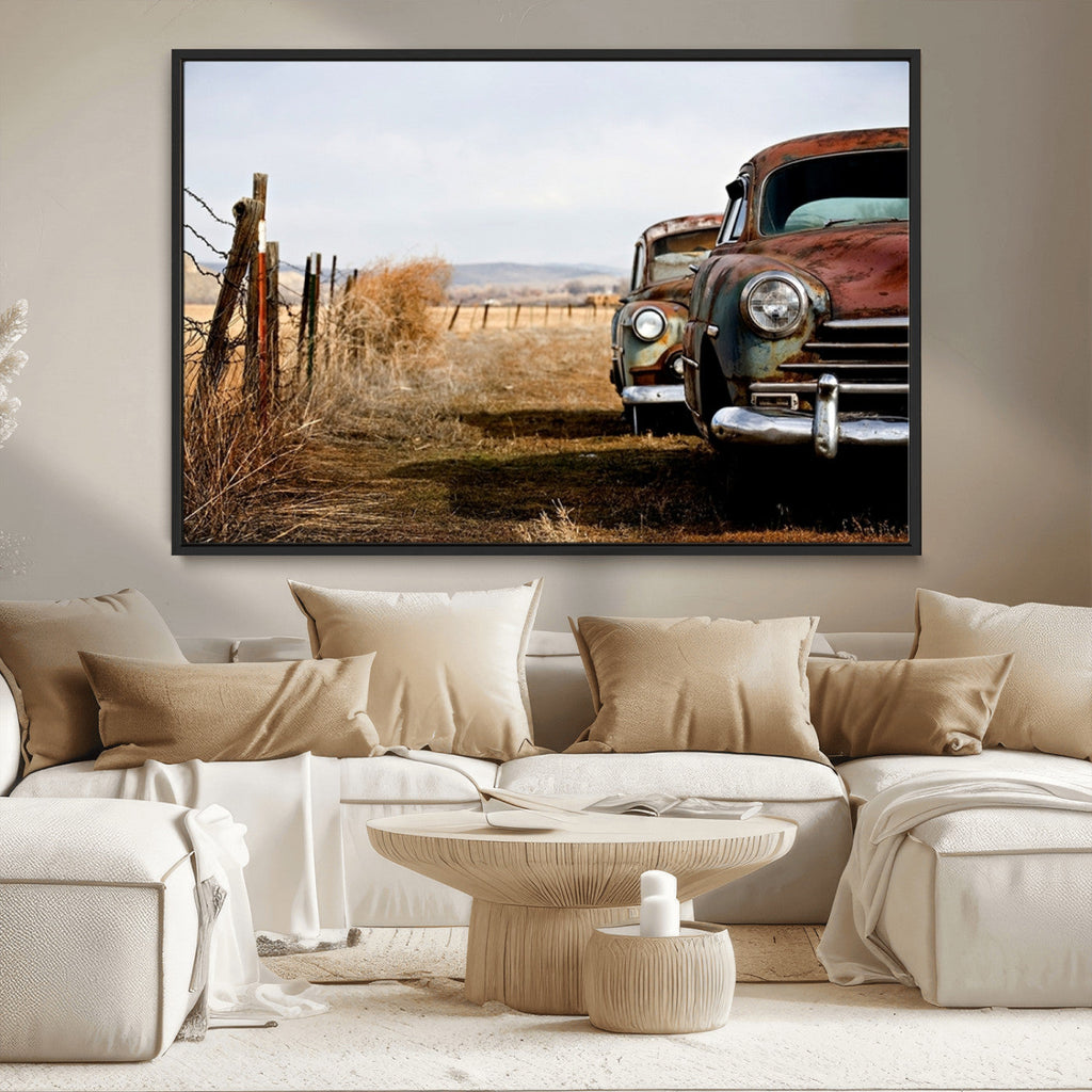 Old Rustic Classic Car Wall Art Canvas Print