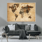 Push Pin World Map Canvas Print | Framed Travel Tracker Wall Art