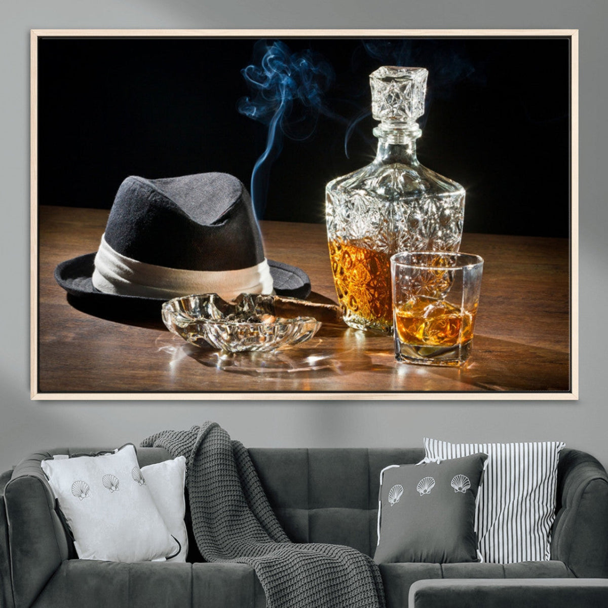 Extra Large Bourbon Wall Art, Whiskey Bar Theme Vintage Bottle Canvas Print