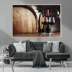 Wine and Barrel Wall Art Canvas Print