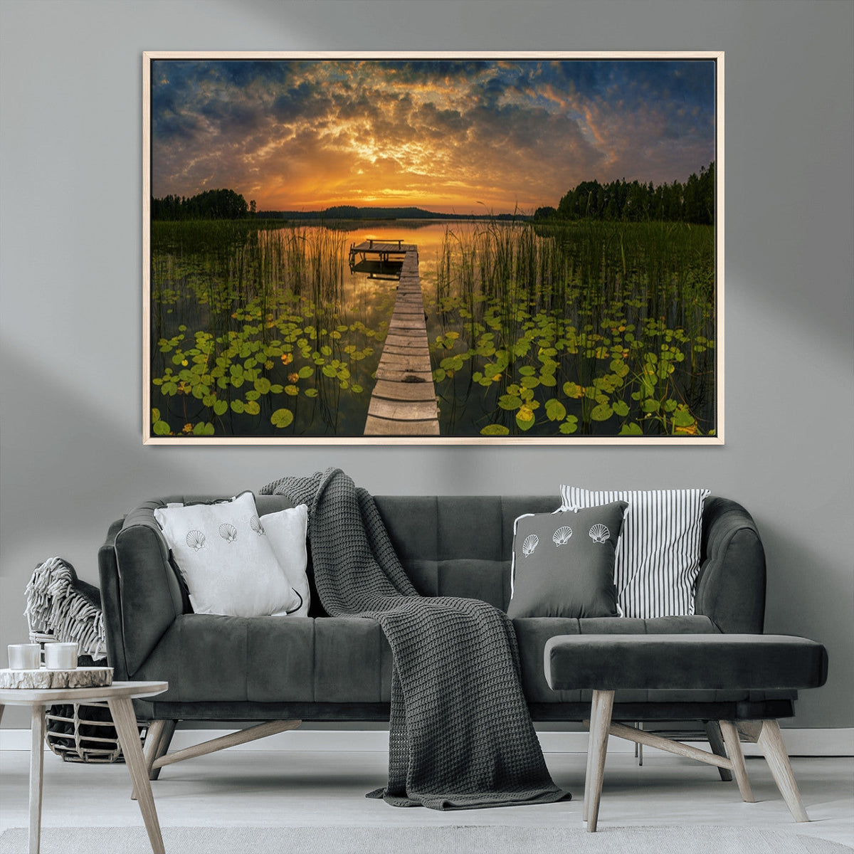 Lake and Flower Wall Art Canvas Print