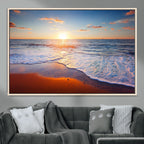 Tropical Ocean Sunset Wall Art Canvas Print, Golden Beach Horizon, Coastal Island Decor
