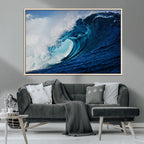 Ocean Wave at Sunset Canvas Art, Large Wall Print of Vibrant Water Waves