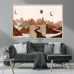 Boho Wall Art Canvas Print Set | Mid-Century Bohemian Wall Artwork, Boho Neutral