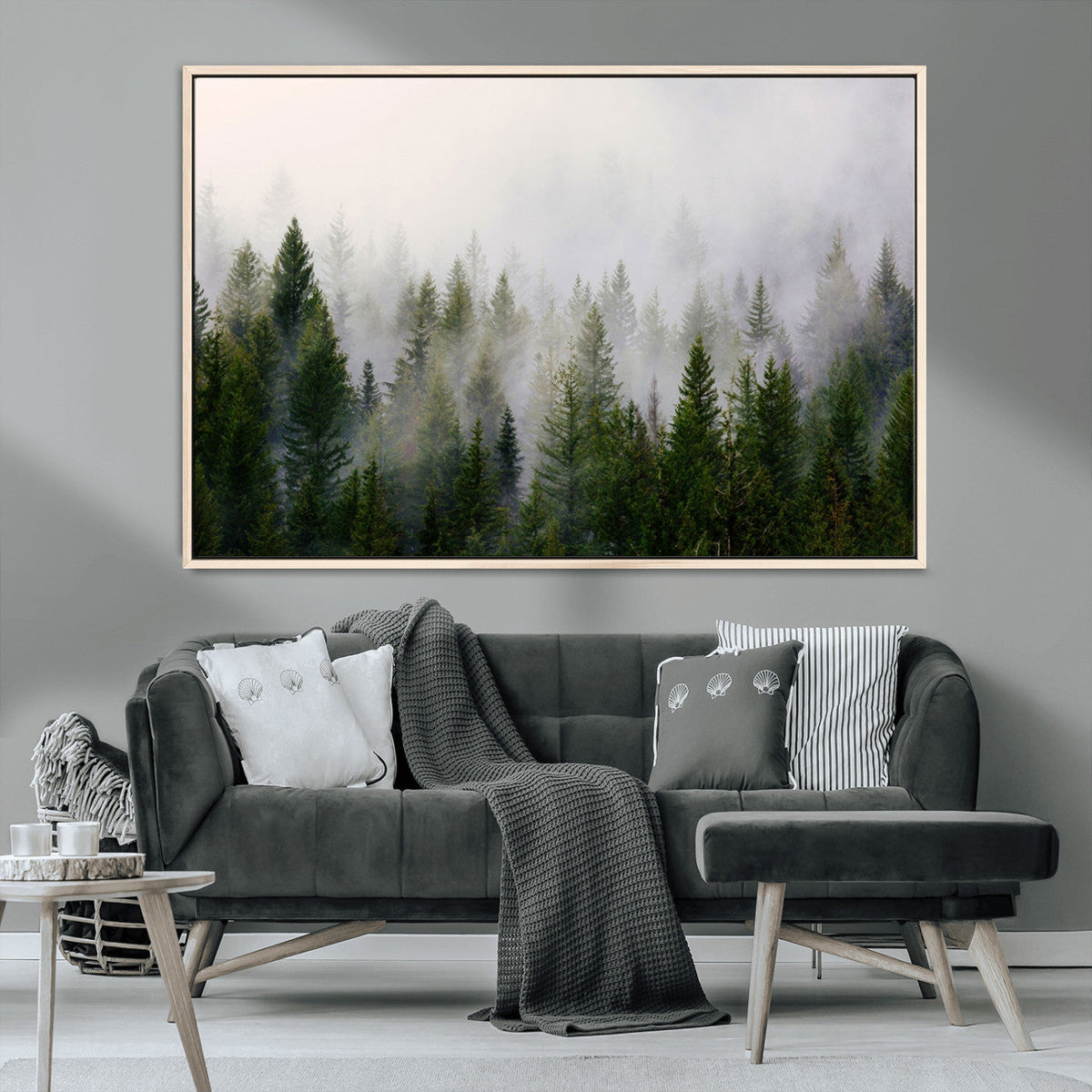 Forest Wall Art Canvas Print | Foggy Forest Wall Art | Pine Wood Forest Print