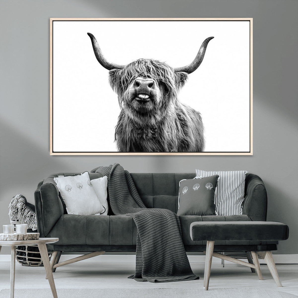 Fanny Scottish Highland Cow Cattle Art Print Farmhouse Wall Art Canvas Print