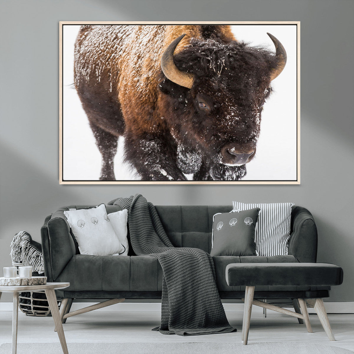 Bison Wall Art Canvas Print For Farmhouse, Wild Animal Wall Art