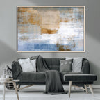 Blue Multi Panel Abstract Wall Art Canvas, Abstract Blue and Gold Canvas Print