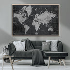 World Map Canvas Print, Detailed Map of the World Wall Art for Home or Office