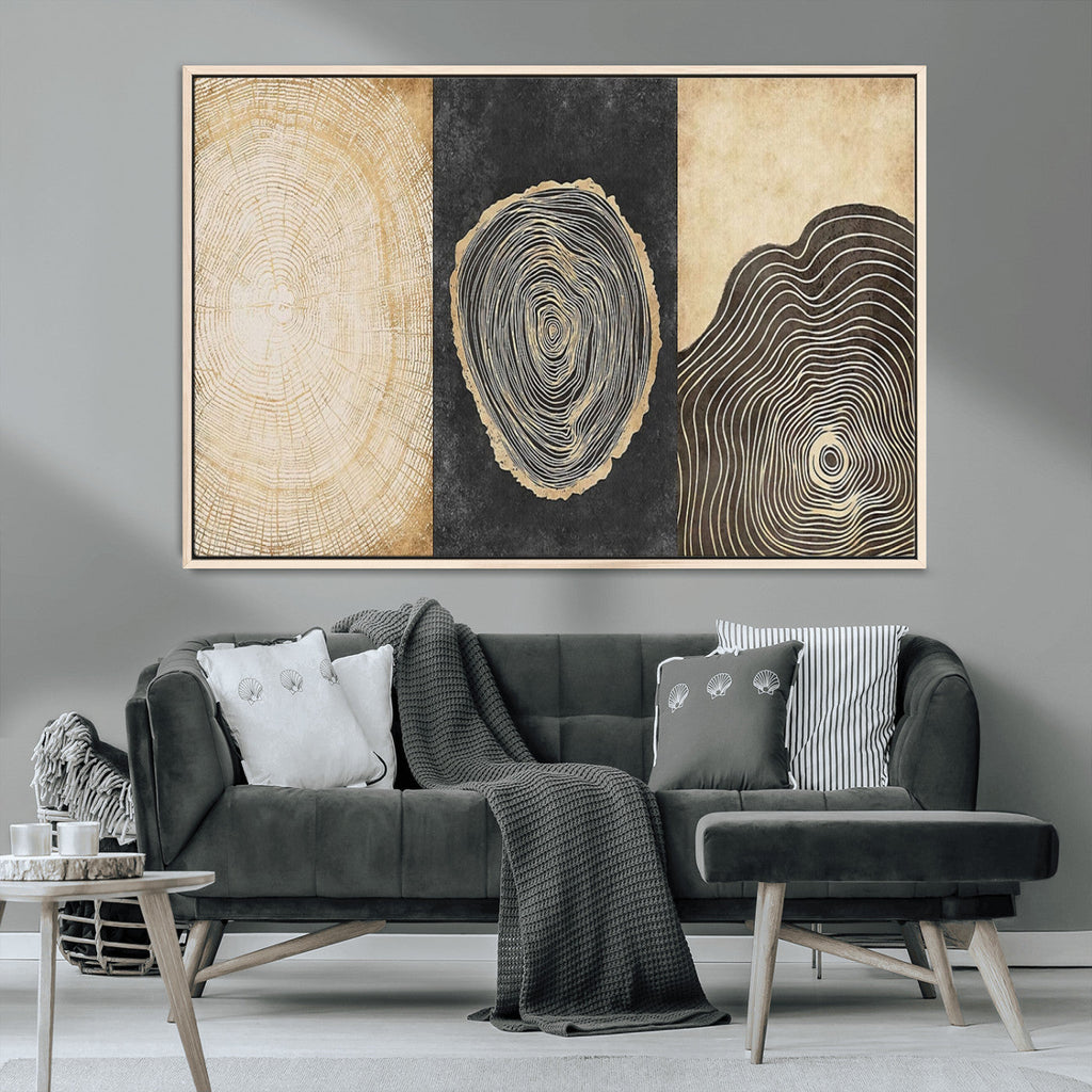 Tree Rings Canvas Wall Art Print, Minimalist Natural History in Modern Decor