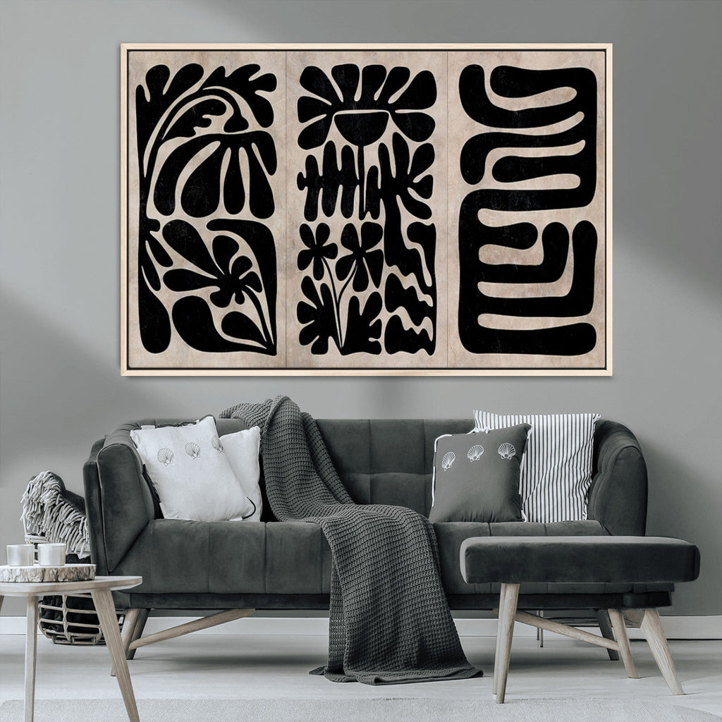 Canvas Print Wall Art Abstract Art Boho, Framed Boho Art