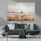 Golden Fields Wall Art Print Canvas | Serene Minimalist Landscape for Farmhouse Decor