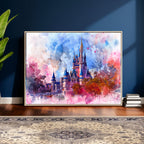 Disney Wall Art: Dreamy Watercolor Cinderella Castle Canvas Print