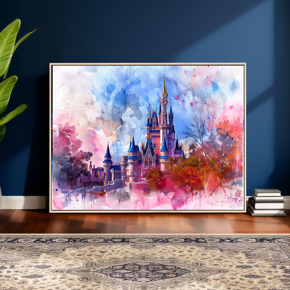 Disney Wall Art: Dreamy Watercolor Cinderella Castle Canvas Print