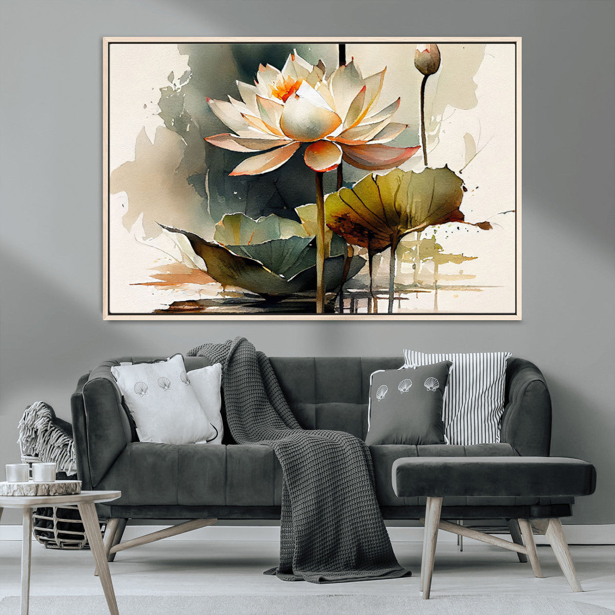Lotus Flower Watercolor Canvas Print | A Symbol of Serenity and Growth in Soft Watercolors