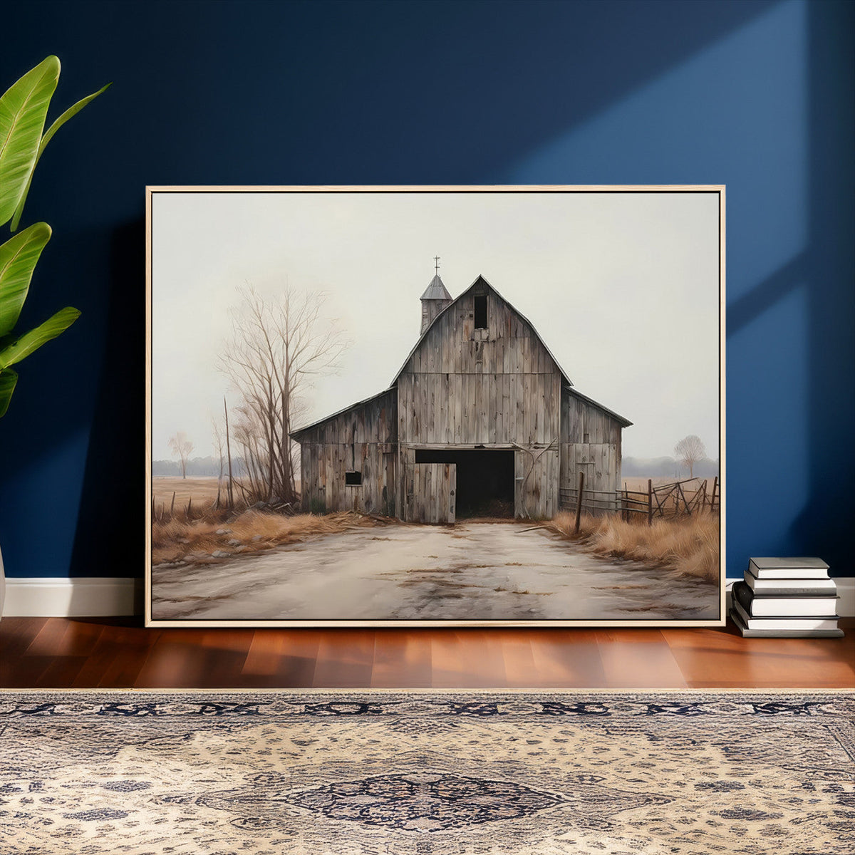 Farmhouse Rustic Barn Wall Art Canvas Print, Framed and Ready to Hang