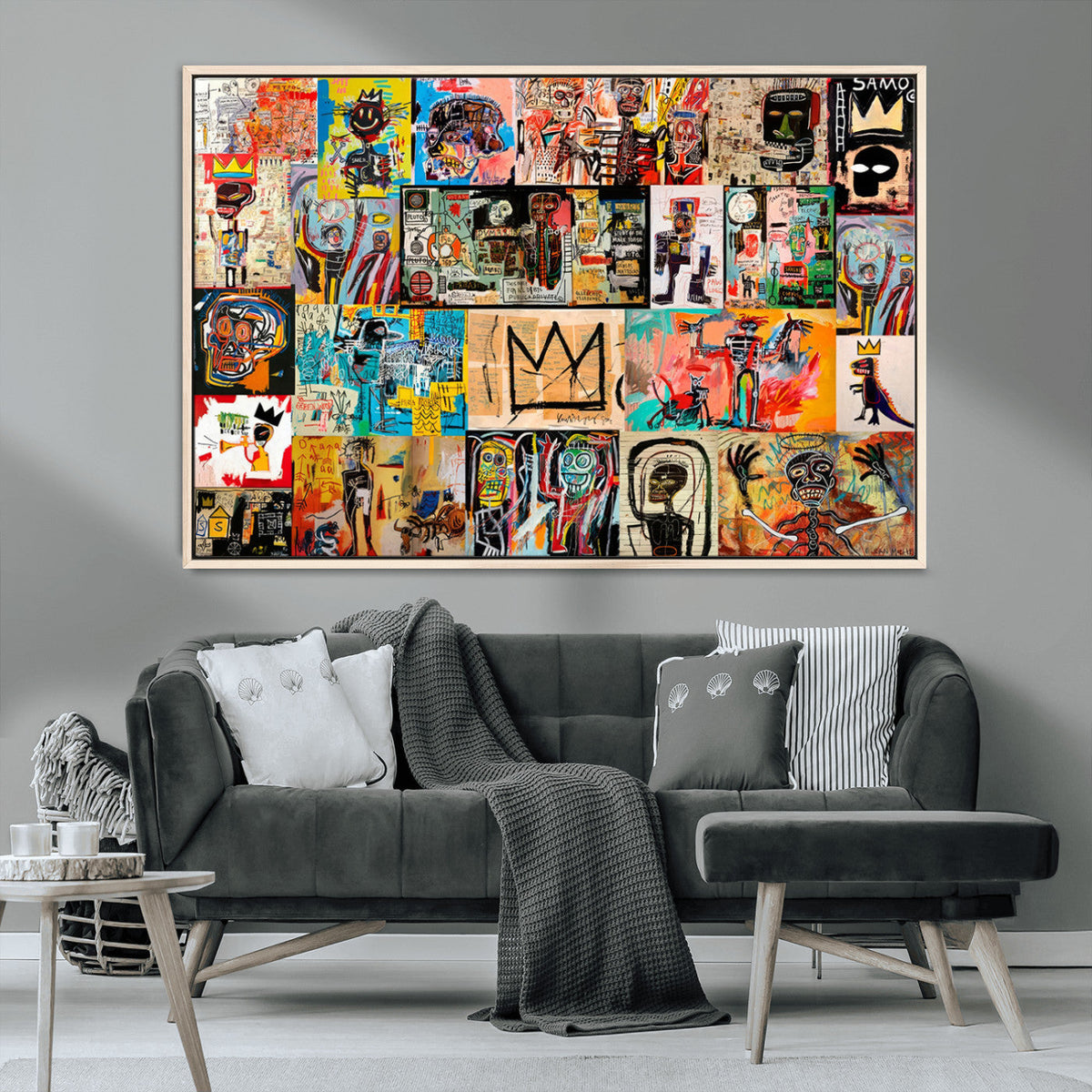 Abstract Art Collage Wall Art Canvas Print, Urban Graffiti Style