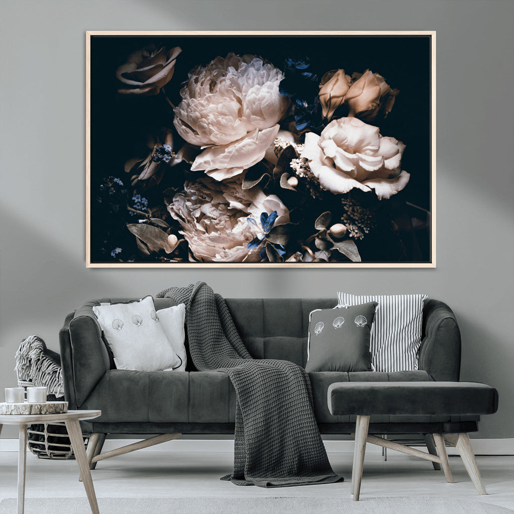 Pink Peonies Flowers Large Canvas Art Print