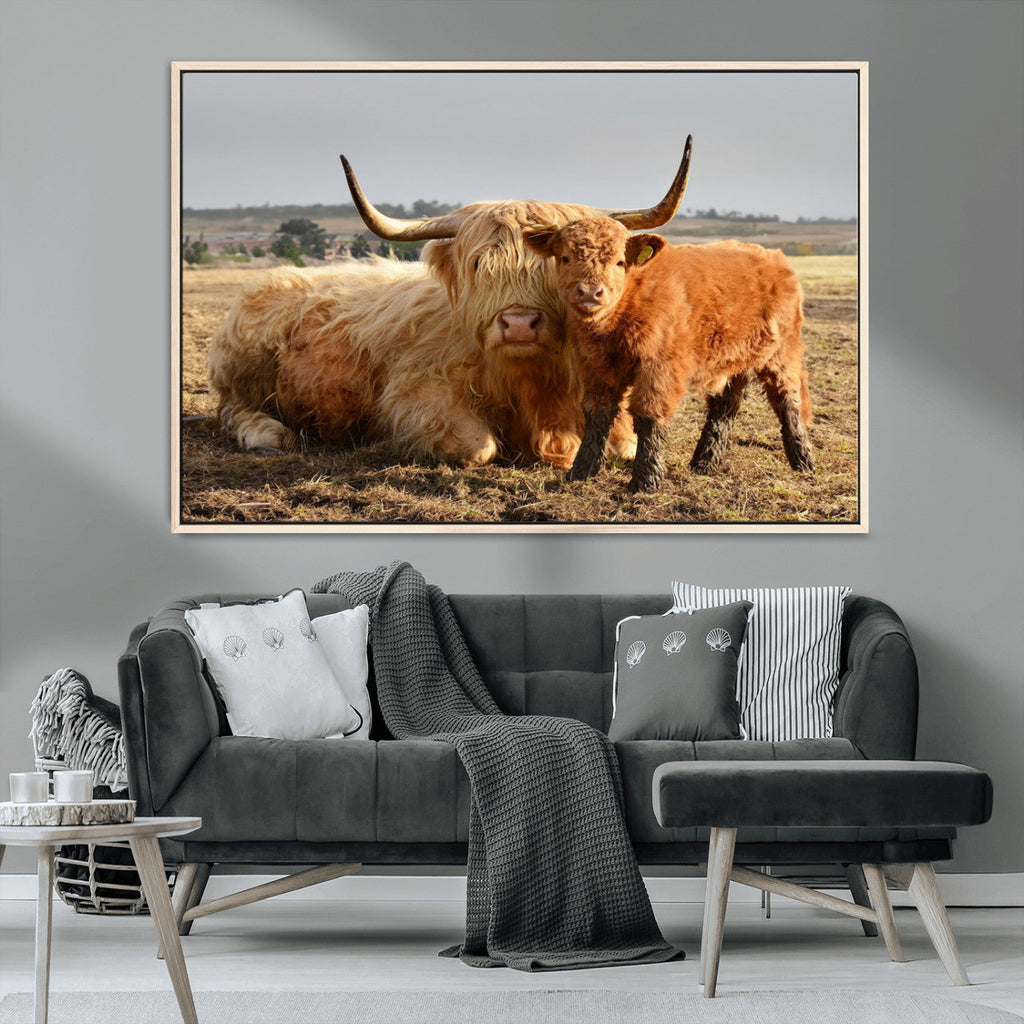 Highland Cow Canvas Wall Art Animal Print for Farm House Decor