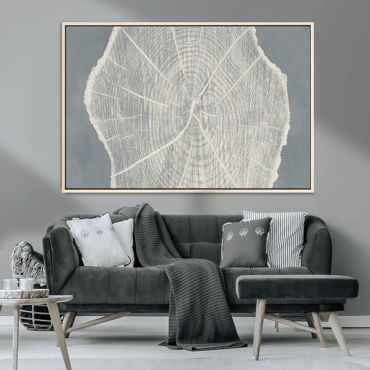 Abstract Tree Ring Wall Art Canvas Print, Framed and Ready to Hang