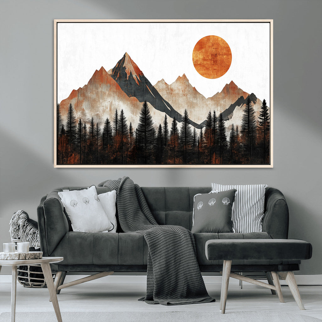 Modern Abstract Mountain Canvas Wall Art Print