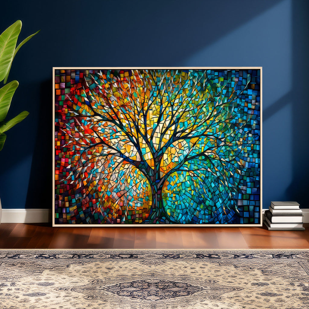 Yggdrasil Tree of Life Wall Art Print | Mosaic Style Canvas Wall Art