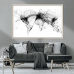 Abstract World Map Wall Art | Framed Geometric Line Canvas