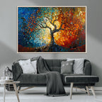 Yggdrasil Tree of Life Mosaic Stained Glass Wall Art Canvas Print