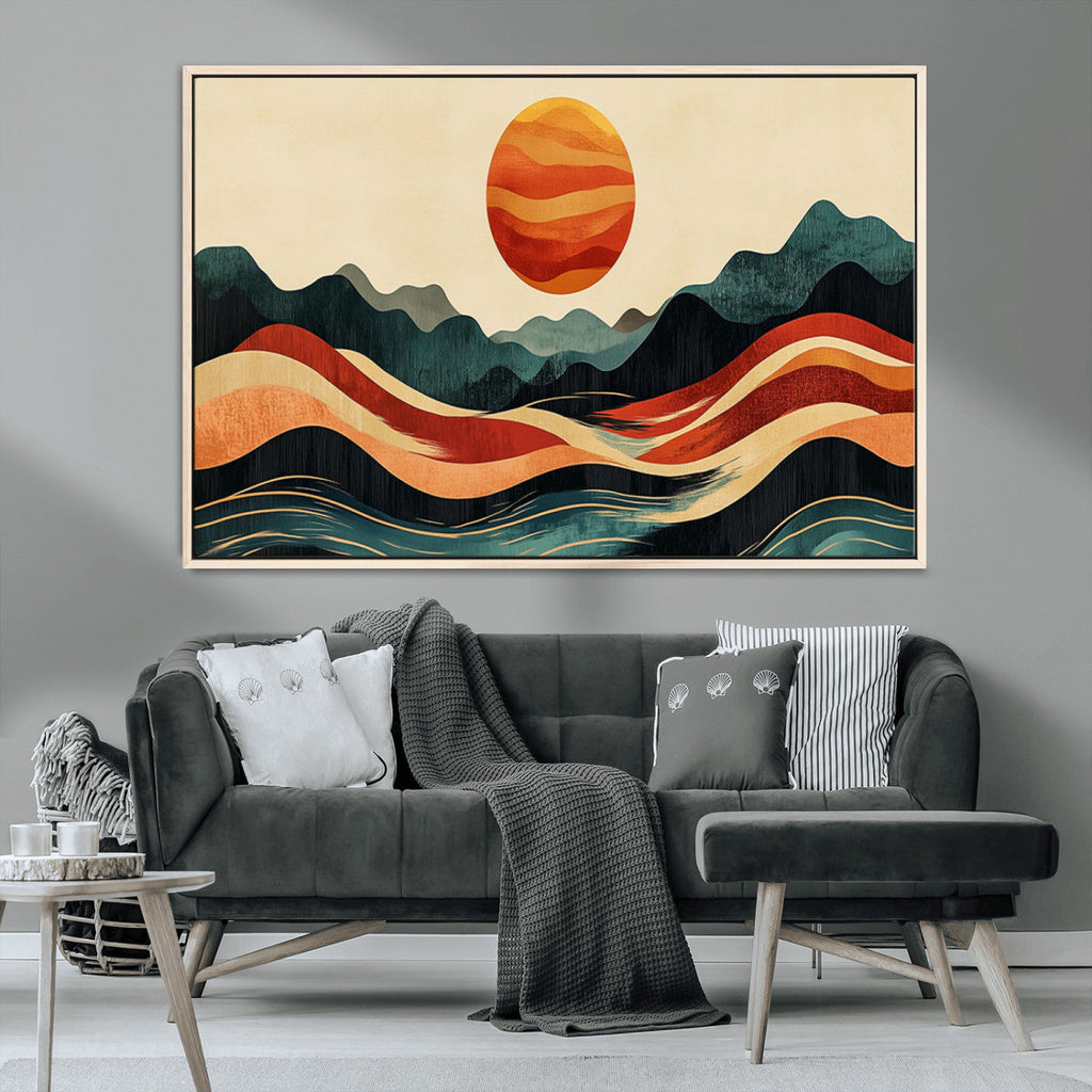 Mountain Triptych Wall Art Canvas Print | Western Boho Pine Tree Nature Print
