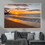 Tropical Beach Wall Art | Framed Sunset Ocean Canvas