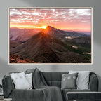 Mountain Sunrise Wall Art | Framed Alpine Ridge Canvas