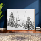 Ski Lift Wall Art | Framed Snowy Mountain Canvas Artwork