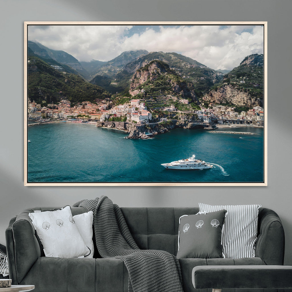 Amalfi Coast Wall Art | Framed Italian Seaside Canvas