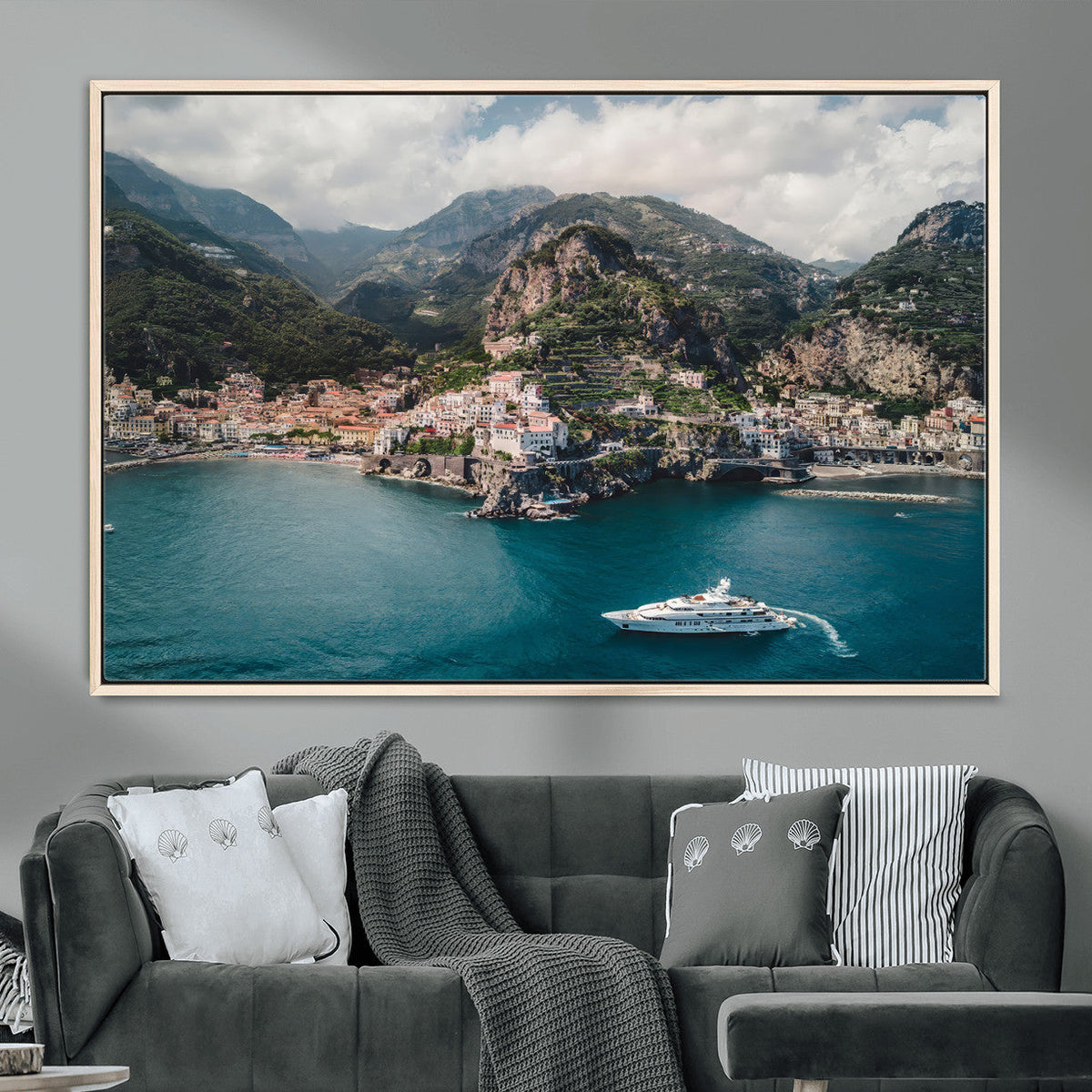 Amalfi Coast Wall Art | Framed Italian Seaside Canvas