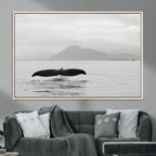 Whale Tail Wall Art | Framed Black White Ocean Canvas