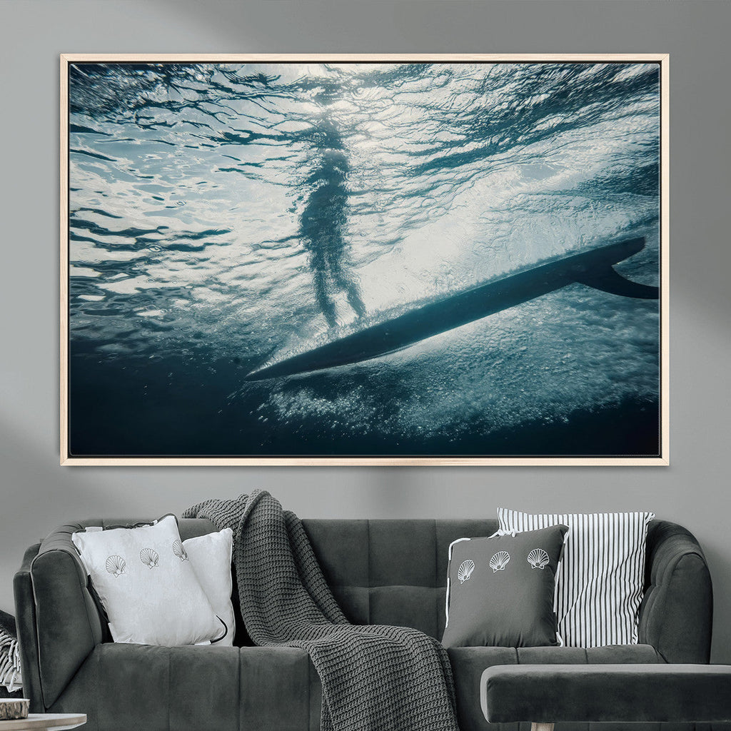Underwater Surf Wall Art | Framed Ocean Wave Canvas Artwork