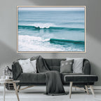 Ocean Swell Wall Art Canvas Print, Framed Surf Waves and Blue Water Scene