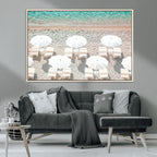 Calm Beach Wall Art | Framed Turquoise Water Canvas Artwork