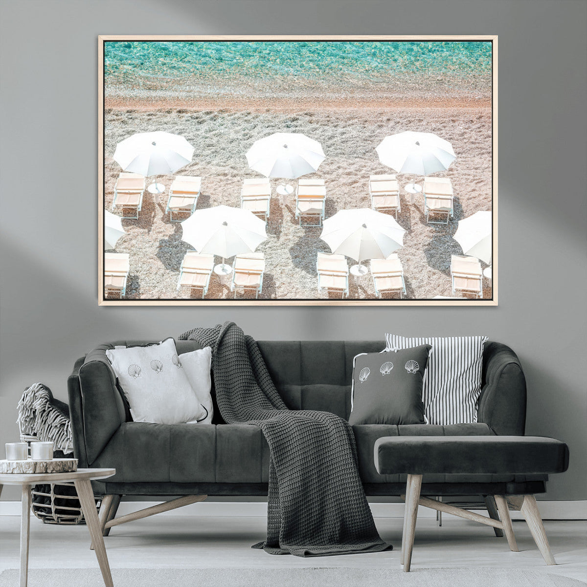 Calm Beach Wall Art | Framed Turquoise Water Canvas Artwork