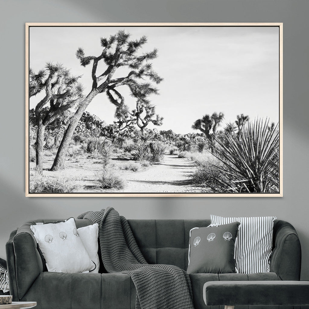 Joshua Tree Wall Art | Black & White Canvas Print, Nature Serenity Decor