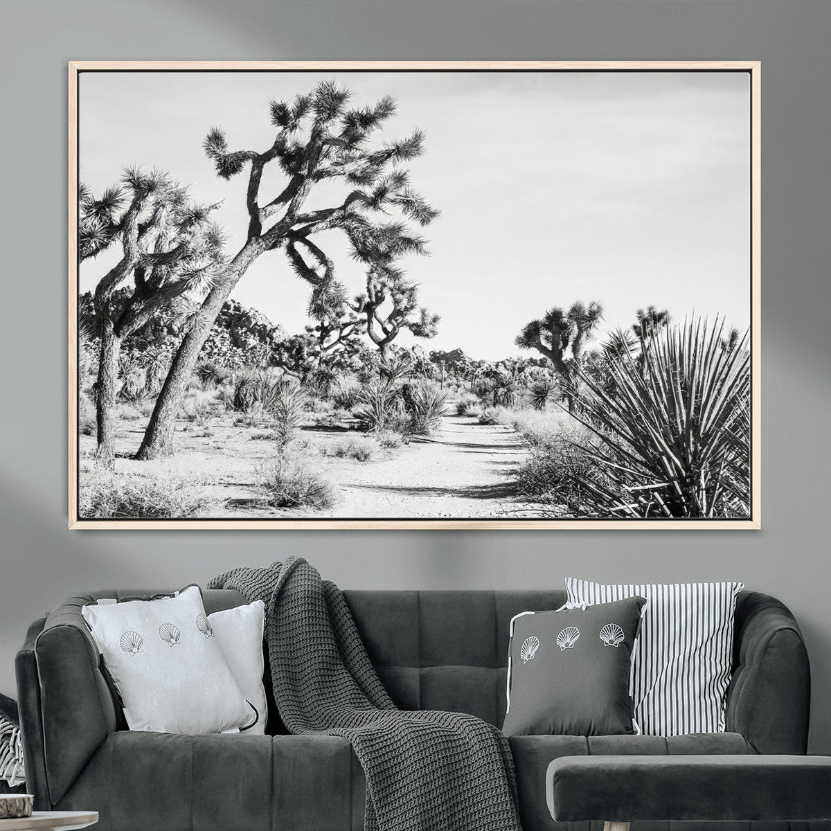 Joshua Tree Wall Art | Black & White Canvas Print, Nature Serenity Decor